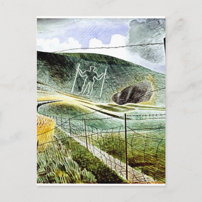 Cartão Postal Eric Ravilious - The Wilmington Giant, belas artes (Frente)