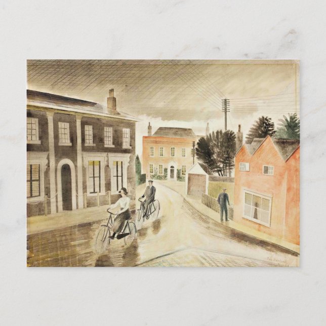 Cartão Postal Eric Ravilious - Village Street, belas artes (Frente)