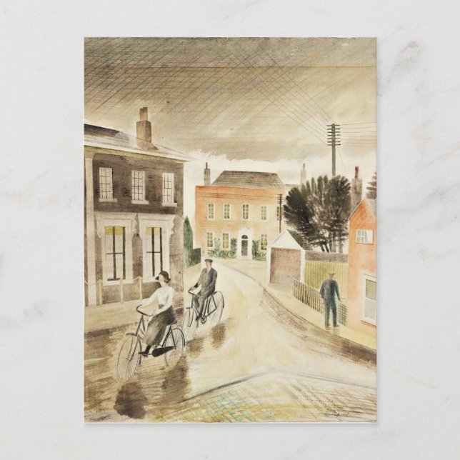 Cartão Postal Eric Ravilious - Village Street, belas artes (Frente)
