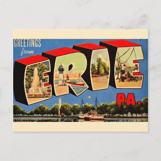 Cartão Postal Erie Pennsylvania Greeting Postcard (Frente)