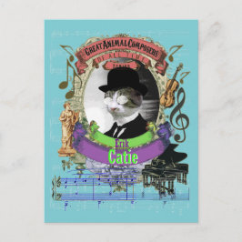 Cartão Postal Erik Catie Cat Animal Composer Satie Spoof