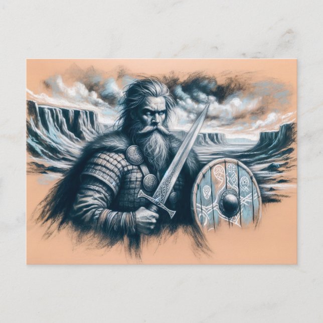 Cartão Postal Erik, o Vermelho no Desenho do Calço do Pastel (Frente)