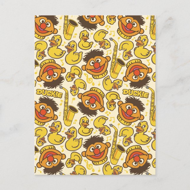 Cartão Postal Ernie e Rubber Duckie Pattern (Frente)