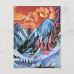 Cartão Postal Ernst Kirchner - Paisagem de inverno à Lua