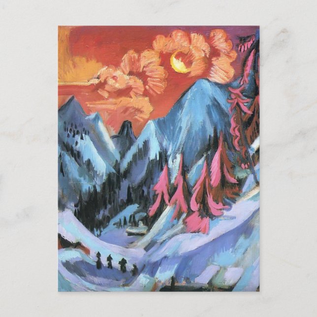 Cartão Postal Ernst Kirchner - Paisagem de inverno à Lua (Frente)