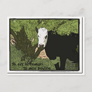 Cartão Postal Errar é humano, fazer o cartão-postal bovino