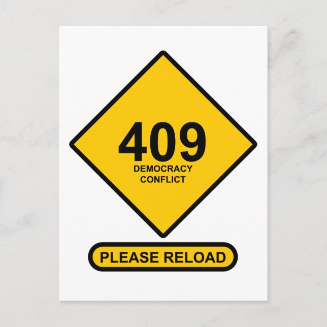 Cartão Postal Erro 409: Conflito de democracia (Frente)
