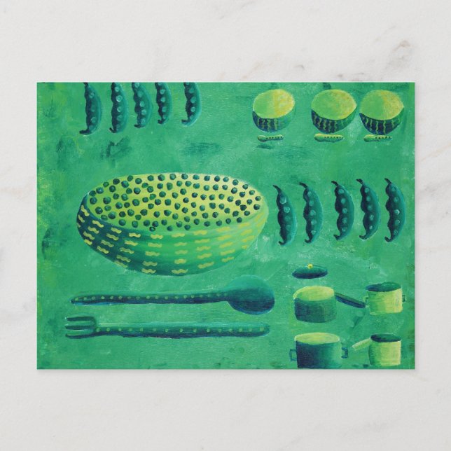 Cartão Postal Ervilhas com Tigelas Pintura (Frente)