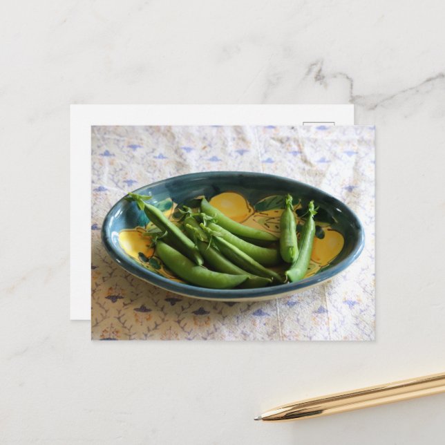 Cartão Postal Ervilhas de açúcar em um prato (Frente/Verso In Situ)