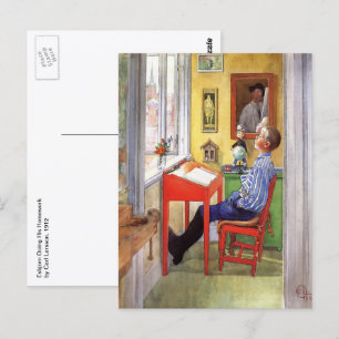 Cartão Postal Esbjorn fazendo seu trabalho de casa de Carl Larss