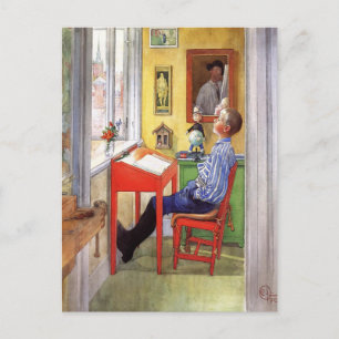 Cartão Postal Esbjorn fazendo seu trabalho de casa de Carl Larss