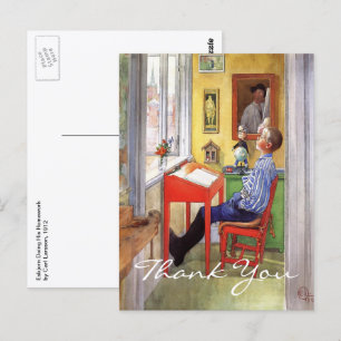 Cartão Postal Esbjorn fazendo seu trabalho de casa de Carl Larss