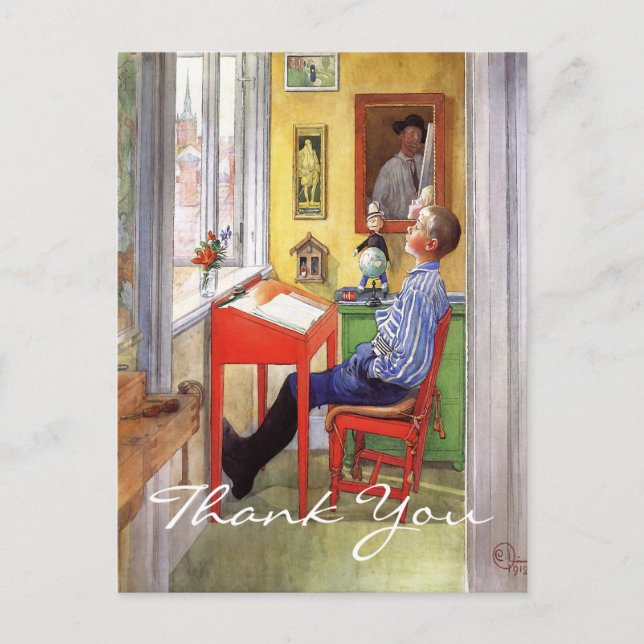 Cartão Postal Esbjorn fazendo seu trabalho de casa de Carl Larss (Frente)