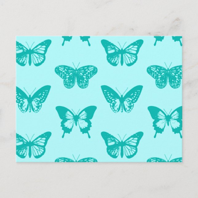 Cartão Postal Esboço da borboleta, aqua e turquesa (Frente)