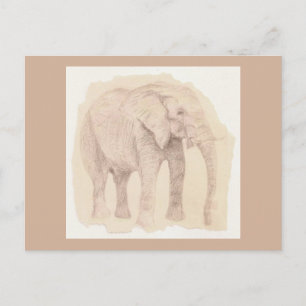 Cartão Postal Esboço de Arte de Elefante