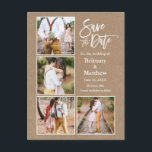 Cartão Postal Esboço De Pincel Kraft Salva A Foto Do Casal 4 Da<br><div class="desc">Anúncio do Noivado de Fotografia do Script de Pincel Moderno 4 Kraft Salva O Cartão-Postal De Data</div>