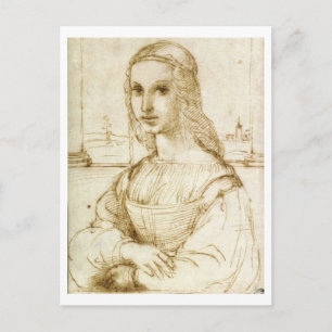 Cartão Postal Esboço de Rafael 1504 MONA LISA ANTERIOR