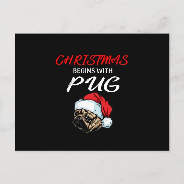 Cartão Postal Esboço de retrato de cachorro Pug (Frente)