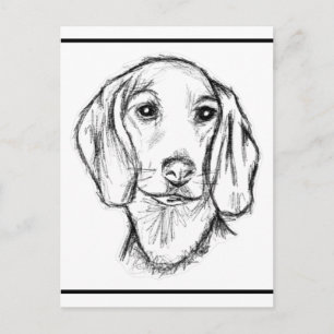 Cartão Postal esboço desenhado à mão de dachshund cachorro filho