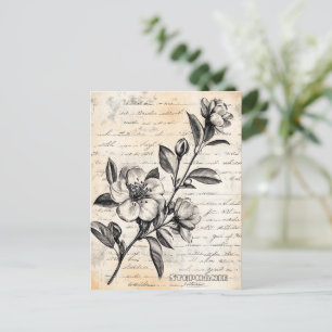Cartão Postal Esboço Floral Russo com Caligrafia - Idade (2)