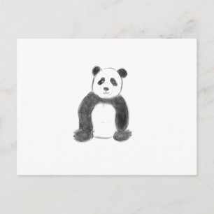 Cartão Postal Esboço preto e branco do panda