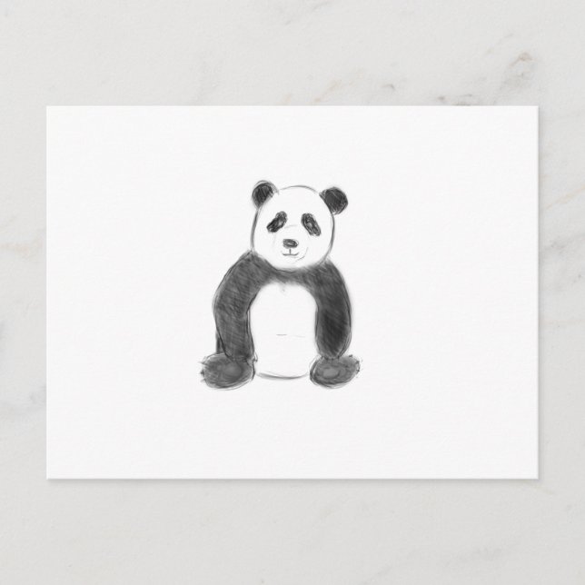 Cartão Postal Esboço preto e branco do panda (Frente)