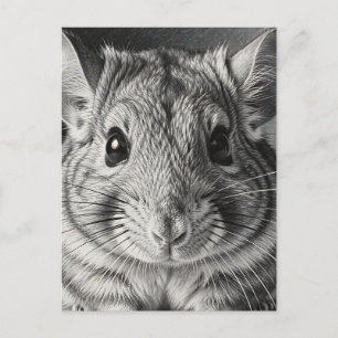 Cartão Postal Esboço Realista de Retrato de Chinchila