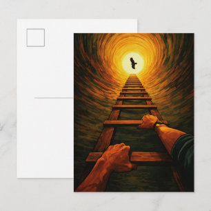 Cartão Postal Escada Ascendente para a Liberdade da Águia Lumino
