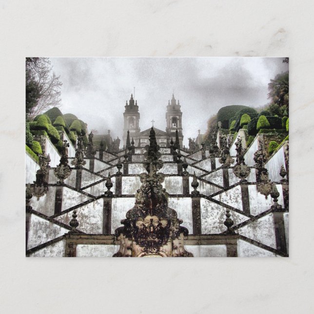 Cartão Postal Escada barroca de Bom Jesus em Braga (Frente)