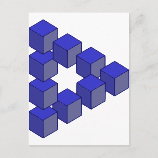 Cartão Postal Escadaria Impossível de Ilusões Óticas Quadradas (Frente)