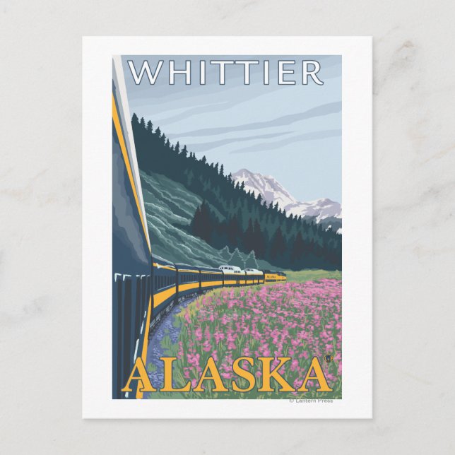 Cartão Postal Escala de Ferrovia do Alasca - Whittier, Alaska (Frente)
