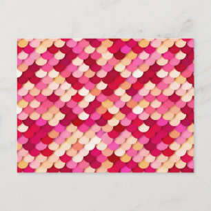 Cartão Postal "Escamas de Dragão" - magenta, rosa vibrante e pês