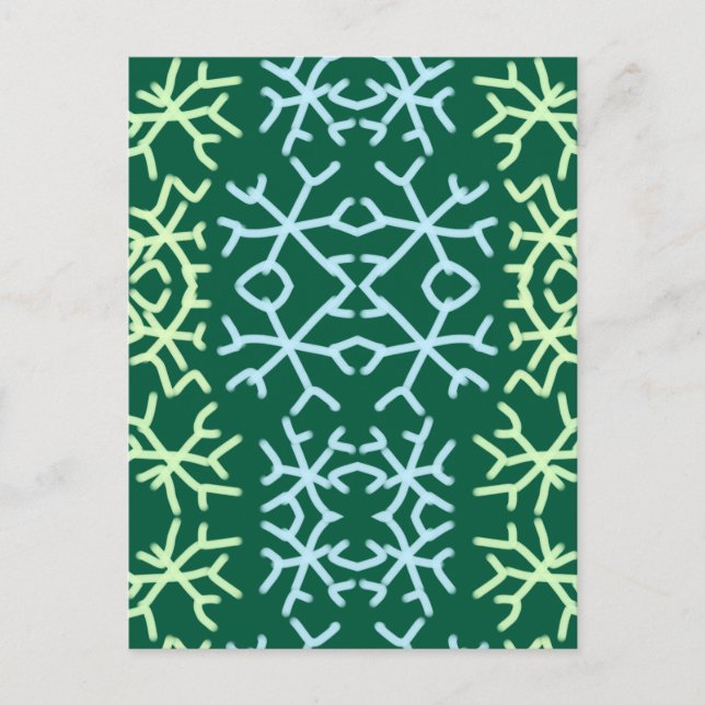 Cartão Postal Escamas de neve azuis escamas de Natal padrão de n (Frente)