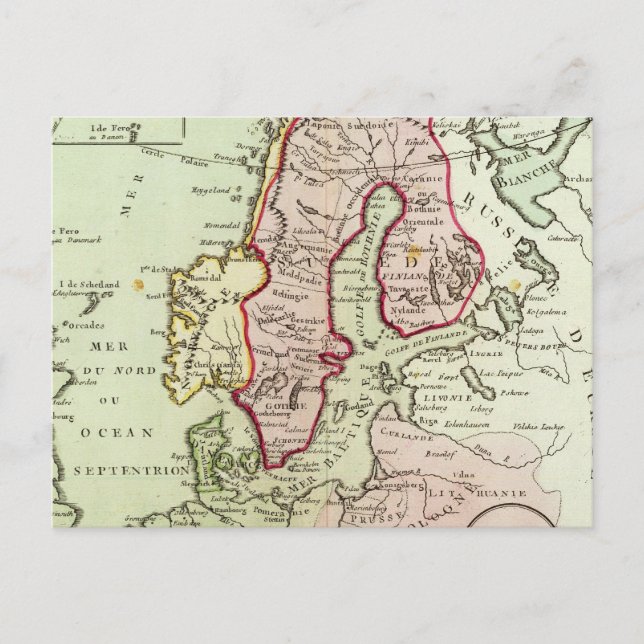 Cartão Postal Escandinávia, Suecia, Dinamarca (Frente)