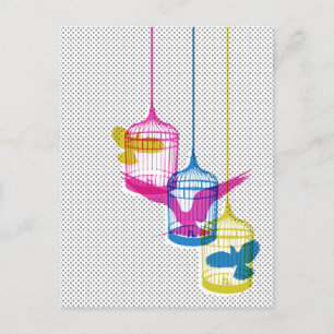 Cartão Postal Escape da gaiola de aves