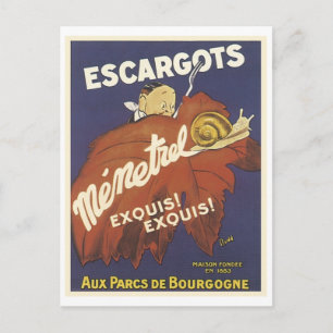 Cartão Postal Escargot Mementrel Vintage Ad
