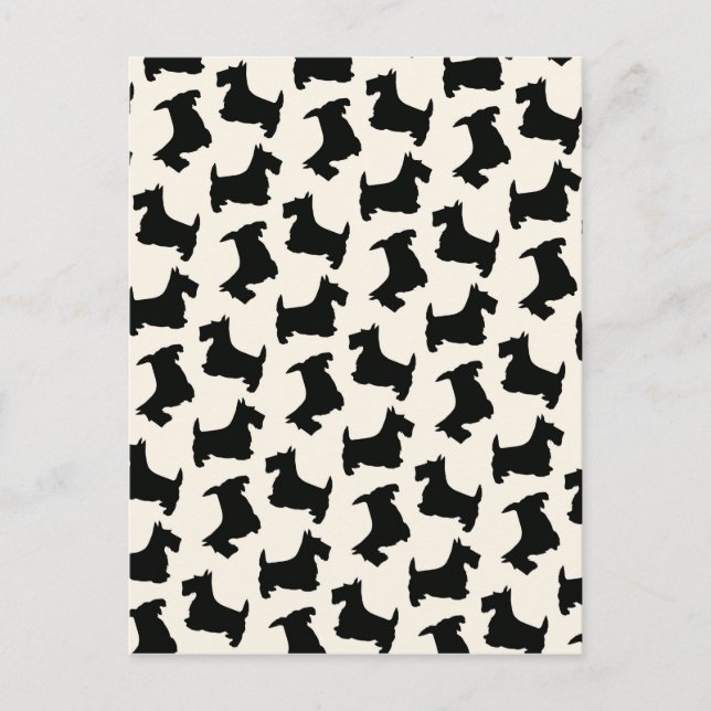 Cartão Postal Escocês Terrier Scottie Dog Patterno Black (Frente)