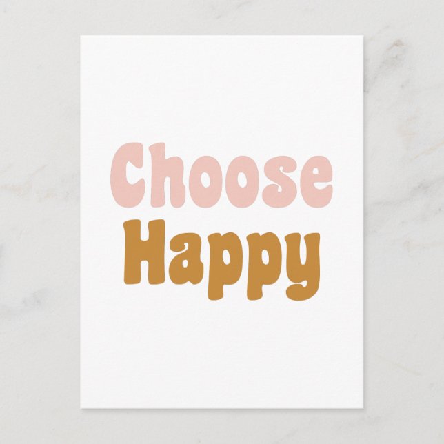 Cartão Postal Escolha a letra retrorreflectora feliz em Blush e  (Frente)