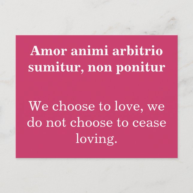 Cartão Postal Escolha amar - citação de Publilius Syrus (Frente)
