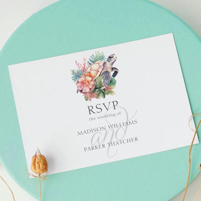 Cartão Postal Escolha de refeições RSVP de Casamento de Praia Tr (Criador carregado)