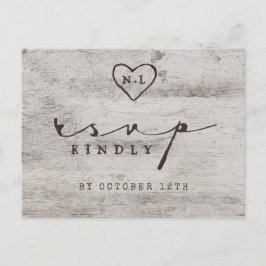 Cartão Postal Escolha rústica cinzelada RSVP da refeição do