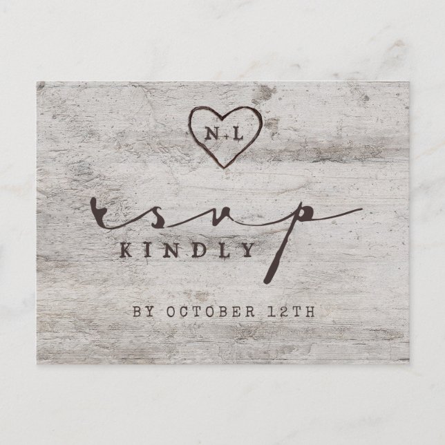 Cartão Postal Escolha rústica cinzelada RSVP da refeição do (Frente)