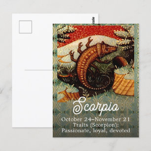 Cartão Postal Escorpião o Signo do Zodíaco do Escorpião Aniversá