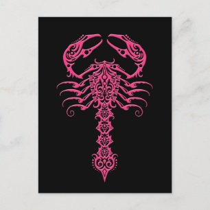 Cartão Postal Escorpião Tribal Rosa e Negro