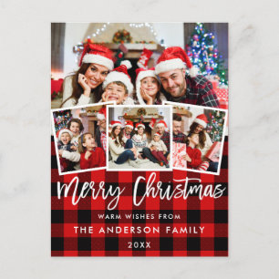 Cartão Postal Escoteiro Feliz Natal 4 Xadrez Vermelha Fotográfi