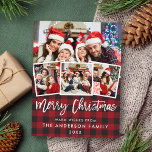 Cartão Postal Escoteiro Feliz Natal Xadrez 4 Foto<br><div class="desc">Cartão-postal de Xadrez Vermelho Feliz de Natal - 4 Fotografias</div>