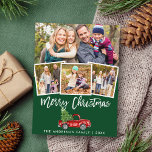Cartão Postal Escoteiro Vintage Truck Natal 4 Foto Verde<br><div class="desc">Escoteiro Vintage Watercolor Caminhão Vermelho com Árvore de Natal - Feliz Cartão Verde de Natal - 4 Fotos</div>