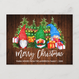Cartão Postal Escova Escova da Madeira de Natal Luz dos Gnomos