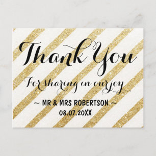 Cartão Postal Escovas modernas douradas faixas obrigado você