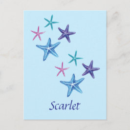 Cartão Postal Escrevendo de Starfish Colorido Personalizável
